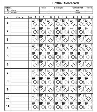 Softball Printable Score Sheets